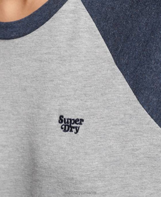 Superdry top raglan cu dungi cali vintage îmbrăcăminte gri deschis femei JX0Z3072