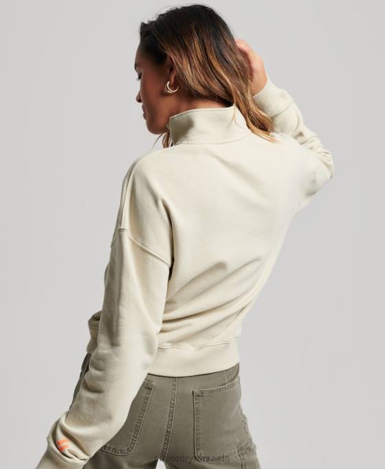 Superdry top sport cu jumătate de fermoar îmbrăcăminte bej femei JX0Z3327