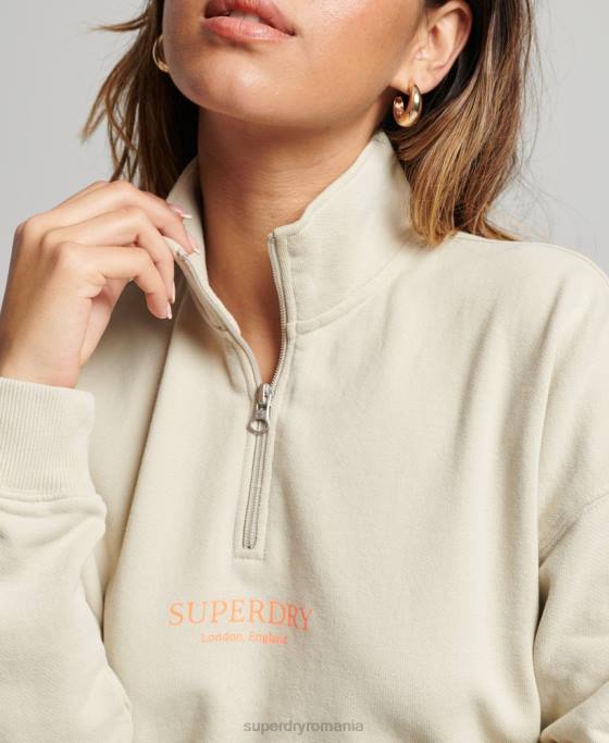 Superdry top sport cu jumătate de fermoar îmbrăcăminte bej femei JX0Z3327