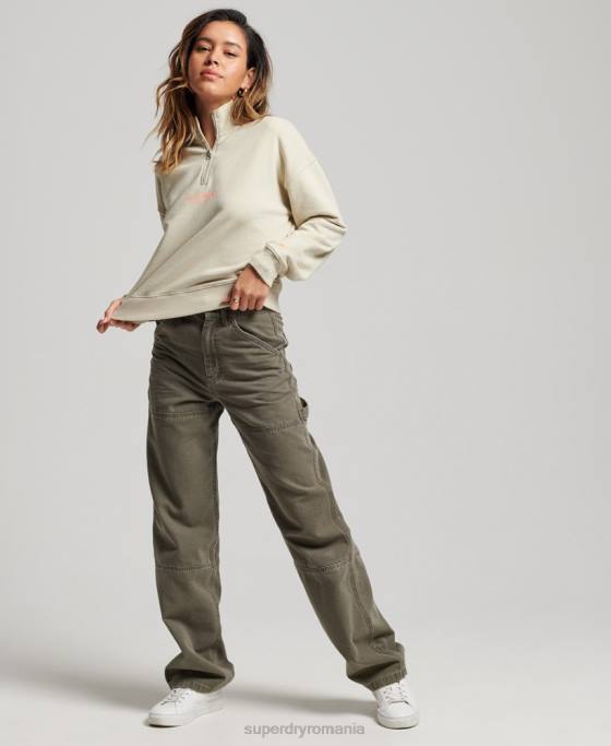 Superdry top sport cu jumătate de fermoar îmbrăcăminte bej femei JX0Z3327