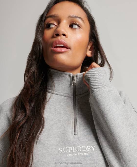 Superdry top sport cu jumătate de fermoar îmbrăcăminte gri femei JX0Z3357