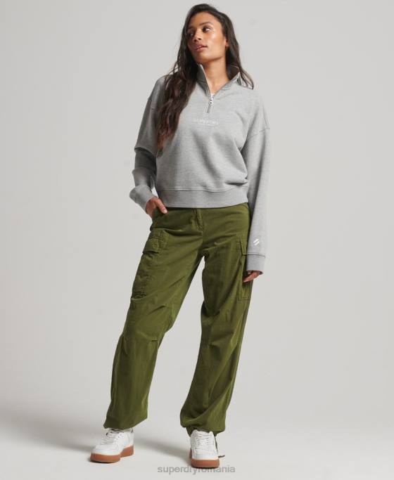 Superdry top sport cu jumătate de fermoar îmbrăcăminte gri femei JX0Z3357