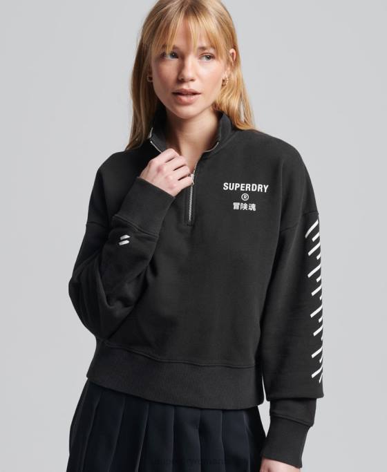 Superdry top sport cu jumătate de fermoar îmbrăcăminte negru femei JX0Z3486