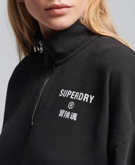 Superdry top sport cu jumătate de fermoar îmbrăcăminte negru femei JX0Z3486