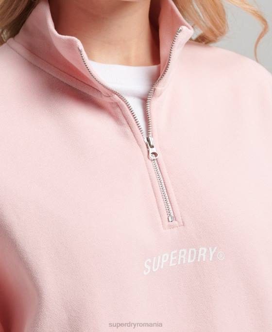 Superdry top sport cu jumătate de fermoar îmbrăcăminte roz femei JX0Z6132