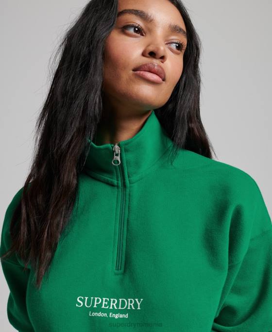 Superdry top sport cu jumătate de fermoar îmbrăcăminte verde femei JX0Z3373