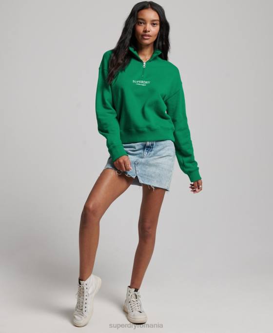 Superdry top sport cu jumătate de fermoar îmbrăcăminte verde femei JX0Z3373