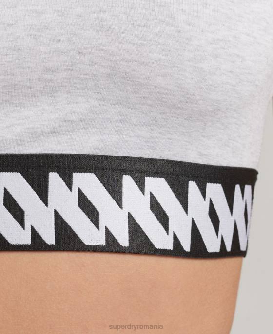 Superdry top sutien cu logo elastic îmbrăcăminte gri femei JX0Z6533