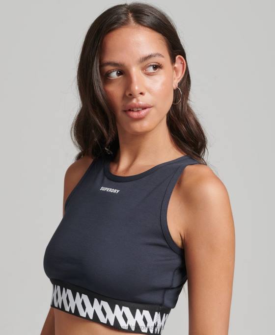 Superdry top sutien cu logo elastic îmbrăcăminte marina femei JX0Z6532