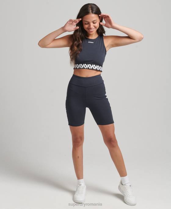 Superdry top sutien cu logo elastic îmbrăcăminte marina femei JX0Z6532