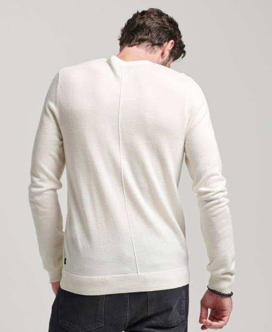 Superdry top tricotat henley merinos îmbrăcăminte cremă bărbați JX0Z1520