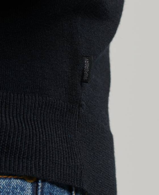 Superdry top tricotat henley merinos îmbrăcăminte negru bărbați JX0Z1534