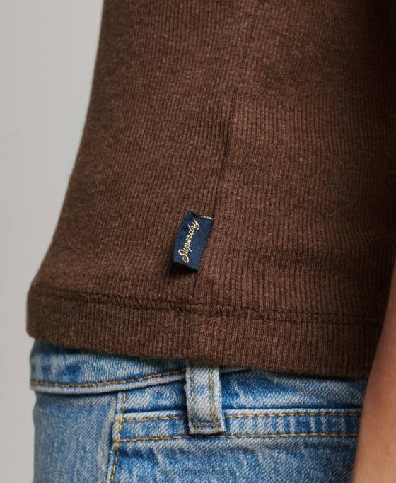 Superdry top vestă cu dantelă îmbrăcăminte maro femei JX0Z2345