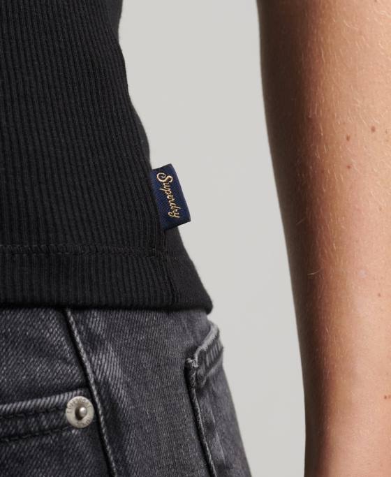 Superdry top vestă cu dantelă îmbrăcăminte negru femei JX0Z2341