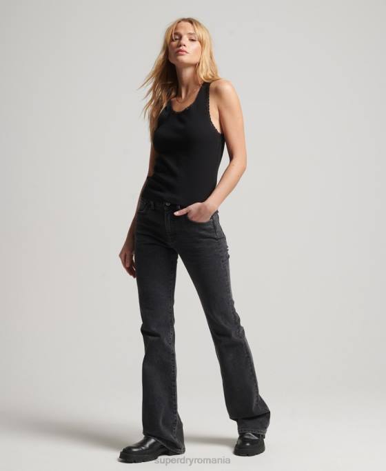 Superdry top vestă cu dantelă îmbrăcăminte negru femei JX0Z2341