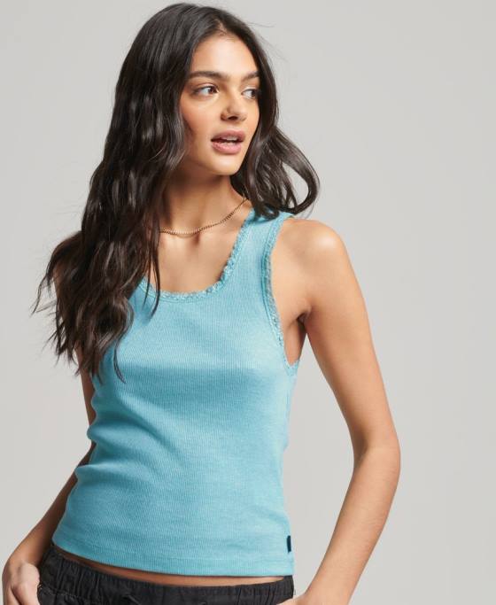 Superdry top vestă cu dantelă îmbrăcăminte verde femei JX0Z2336