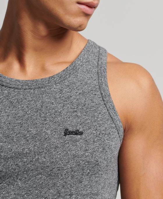 Superdry top vestă cu logo vintage din bumbac organic îmbrăcăminte gri inchis bărbați JX0Z1502