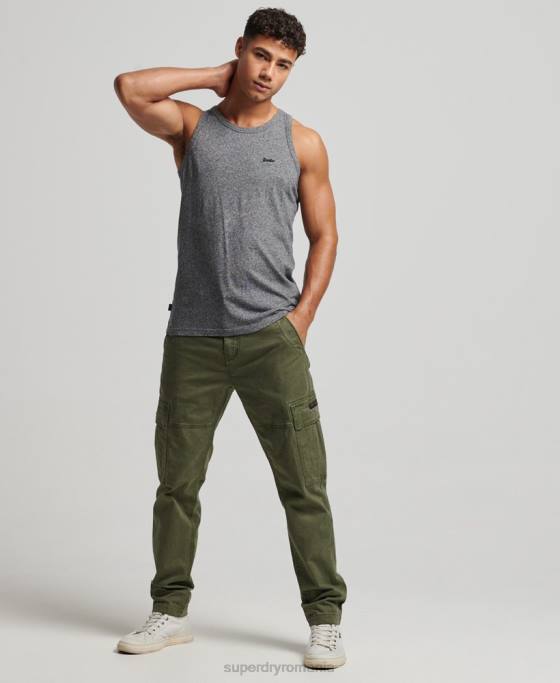 Superdry top vestă cu logo vintage din bumbac organic îmbrăcăminte gri inchis bărbați JX0Z1502