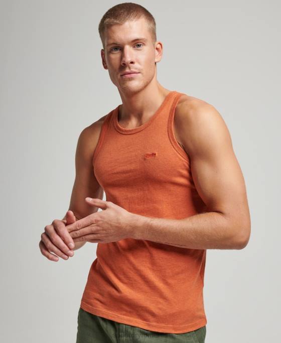 Superdry top vestă cu logo vintage din bumbac organic îmbrăcăminte portocale bărbați JX0Z1511