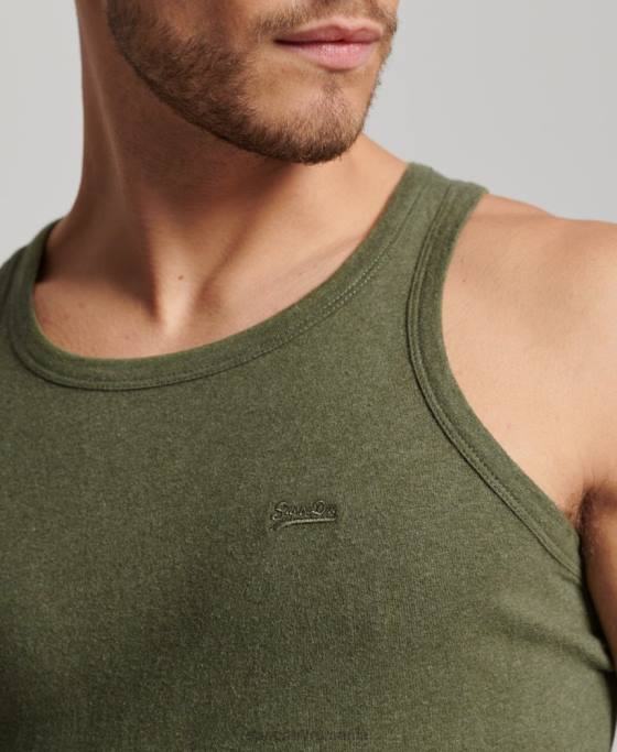 Superdry top vestă cu logo vintage din bumbac organic îmbrăcăminte verde bărbați JX0Z1472