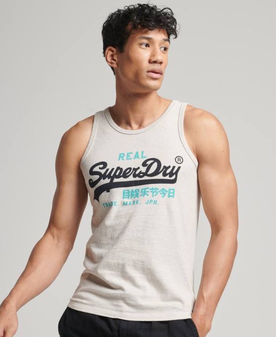 Superdry top vestă cu logo vintage îmbrăcăminte cremă bărbați JX0Z1453