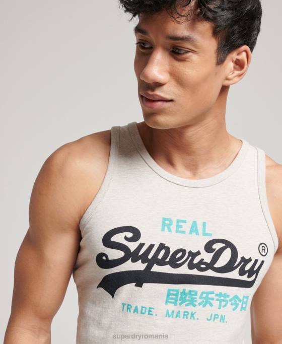 Superdry top vestă cu logo vintage îmbrăcăminte cremă bărbați JX0Z1453