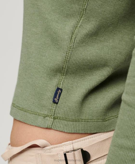 Superdry top vintage cu mânecă lungă cu nasturi îmbrăcăminte kaki femei JX0Z2138