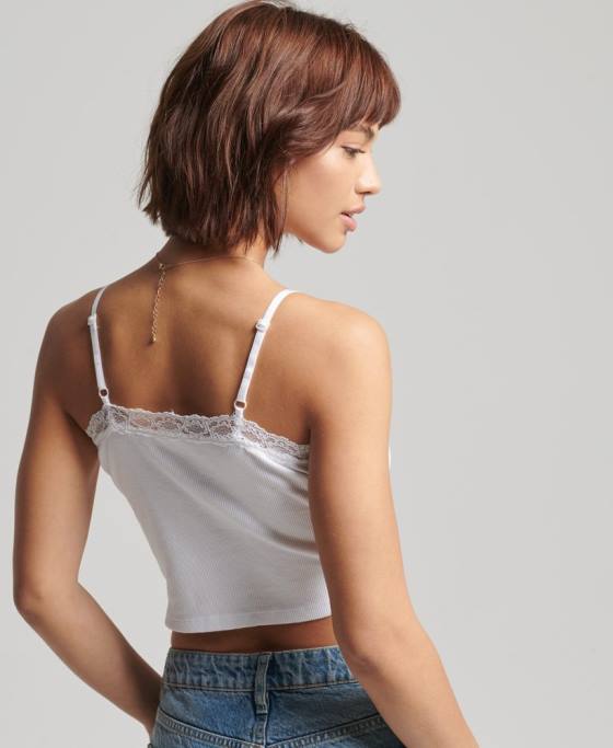 Superdry top vintage mini din dantelă îmbrăcăminte alb femei JX0Z2334