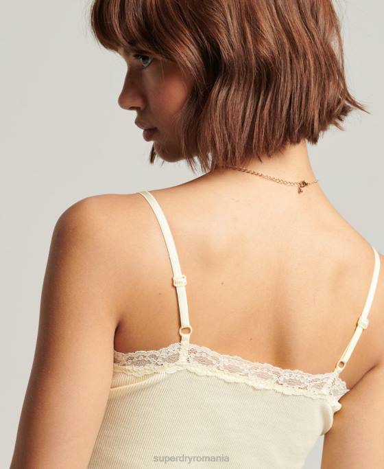 Superdry top vintage mini din dantelă îmbrăcăminte galben femei JX0Z2332
