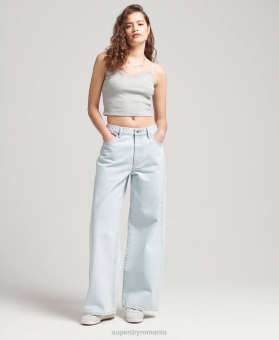 Superdry top vintage mini din dantelă îmbrăcăminte gri femei JX0Z2344