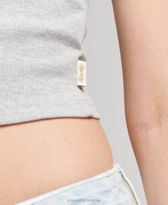 Superdry top vintage mini din dantelă îmbrăcăminte gri femei JX0Z2344