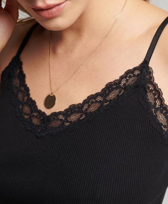 Superdry top vintage mini din dantelă îmbrăcăminte negru femei JX0Z2349