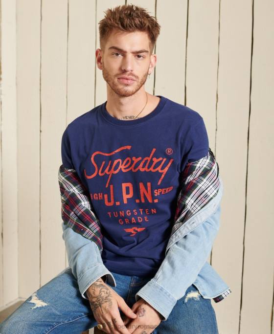 Superdry top îmbrăcăminte de lucru în stil script îmbrăcăminte albastru bărbați JX0Z1580