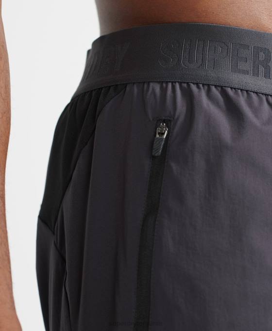 Superdry tren pantaloni scurți premium strat îmbrăcăminte gri inchis bărbați JX0Z356