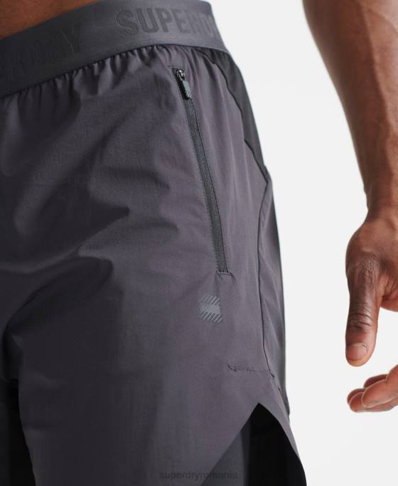 Superdry tren pantaloni scurți premium strat îmbrăcăminte gri inchis bărbați JX0Z356