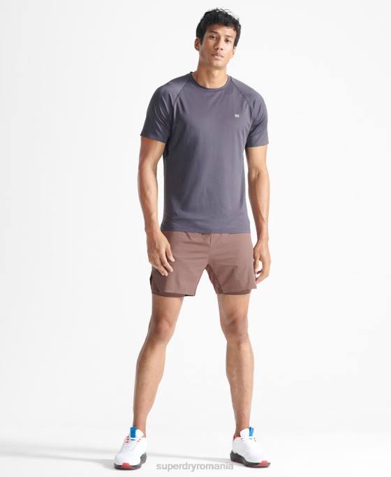 Superdry tren pantaloni scurți premium strat îmbrăcăminte maro bărbați JX0Z5377