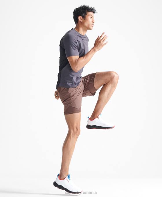 Superdry tren pantaloni scurți premium strat îmbrăcăminte maro bărbați JX0Z5377