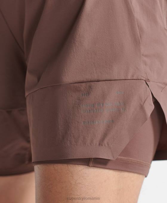 Superdry tren pantaloni scurți premium strat îmbrăcăminte maro bărbați JX0Z5377