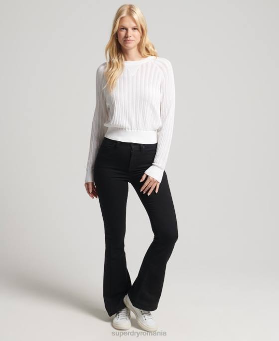 Superdry tricot din dantelă din bumbac organic îmbrăcăminte alb femei JX0Z2944