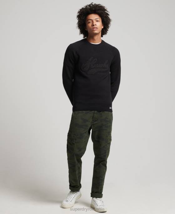Superdry tricot varsity vintage îmbrăcăminte negru bărbați JX0Z1342