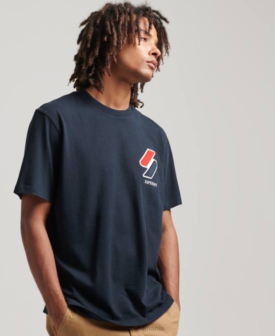 Superdry tricou aplicat clasic îmbrăcăminte marina bărbați JX0Z4926