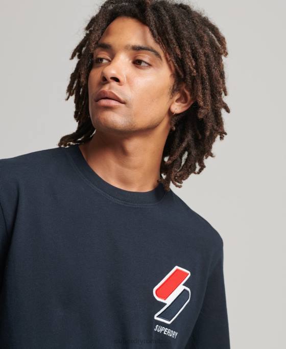 Superdry tricou aplicat clasic îmbrăcăminte marina bărbați JX0Z4926