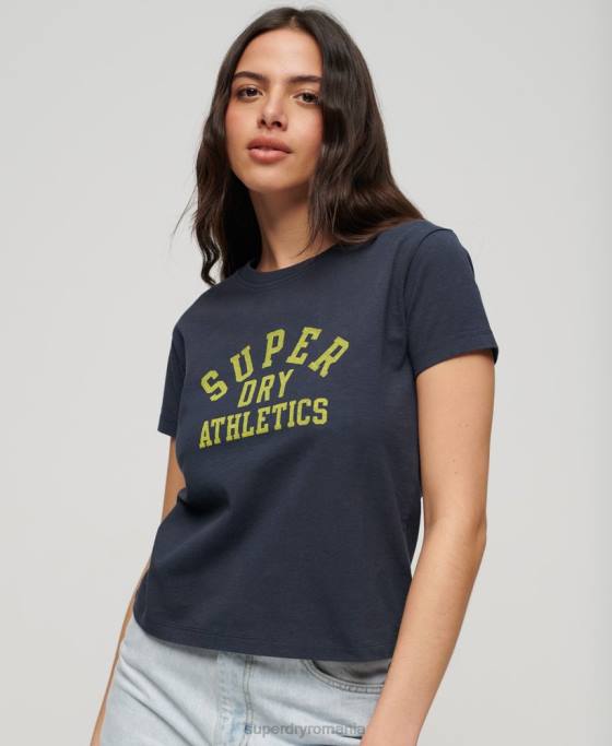 Superdry tricou atletic esențial cu grafic din anii 90 îmbrăcăminte albastru femei JX0Z2030
