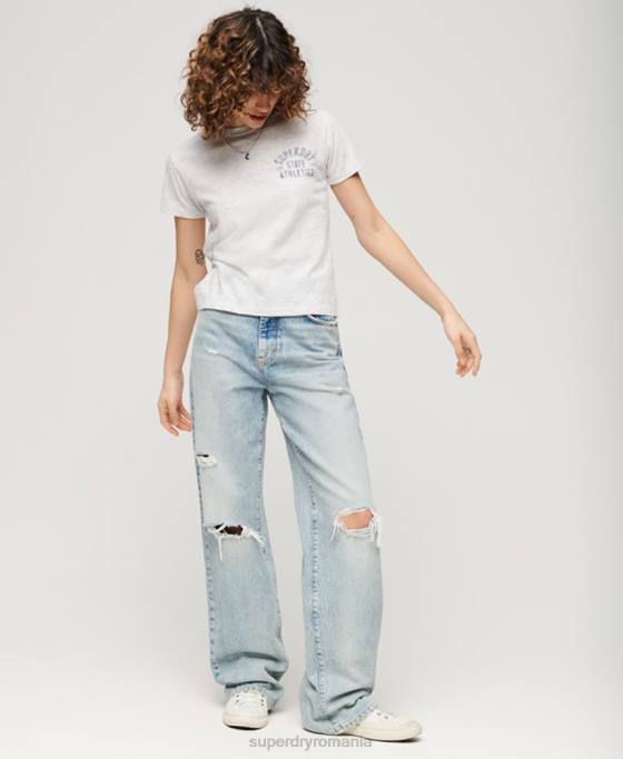 Superdry tricou atletic esențial slub anii 90 îmbrăcăminte gri femei JX0Z2063