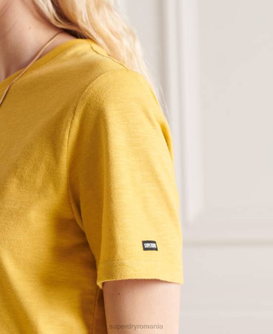 Superdry tricou autentic din bumbac organic îmbrăcăminte galben femei JX0Z2733