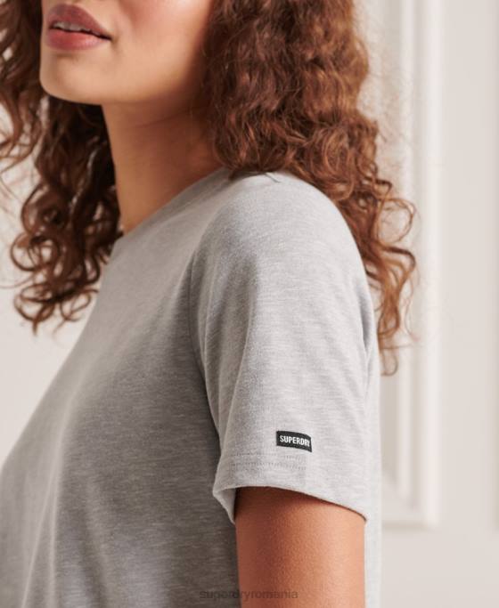 Superdry tricou autentic din bumbac organic îmbrăcăminte gri deschis femei JX0Z2821