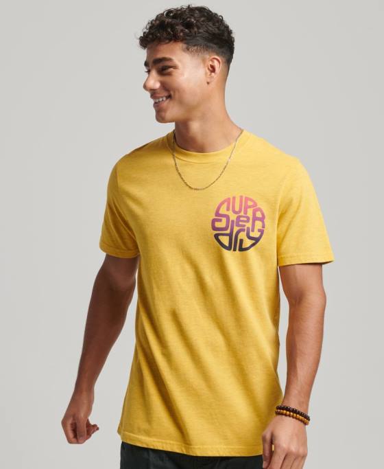 Superdry tricou autocolant de călătorie de epocă îmbrăcăminte galben bărbați JX0Z22