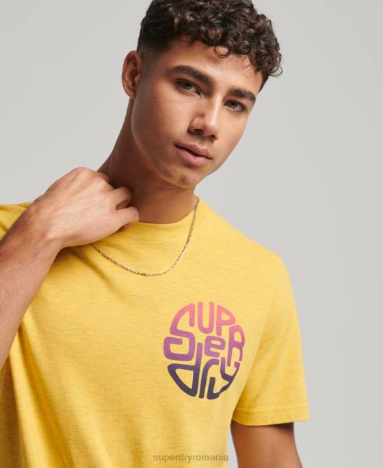 Superdry tricou autocolant de călătorie de epocă îmbrăcăminte galben bărbați JX0Z22