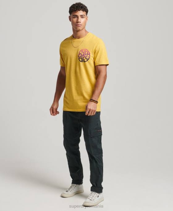 Superdry tricou autocolant de călătorie de epocă îmbrăcăminte galben bărbați JX0Z22