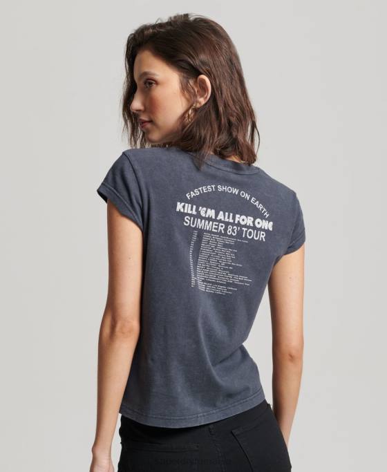 Superdry tricou banda metallica cu mânecă îmbrăcăminte negru femei JX0Z2613